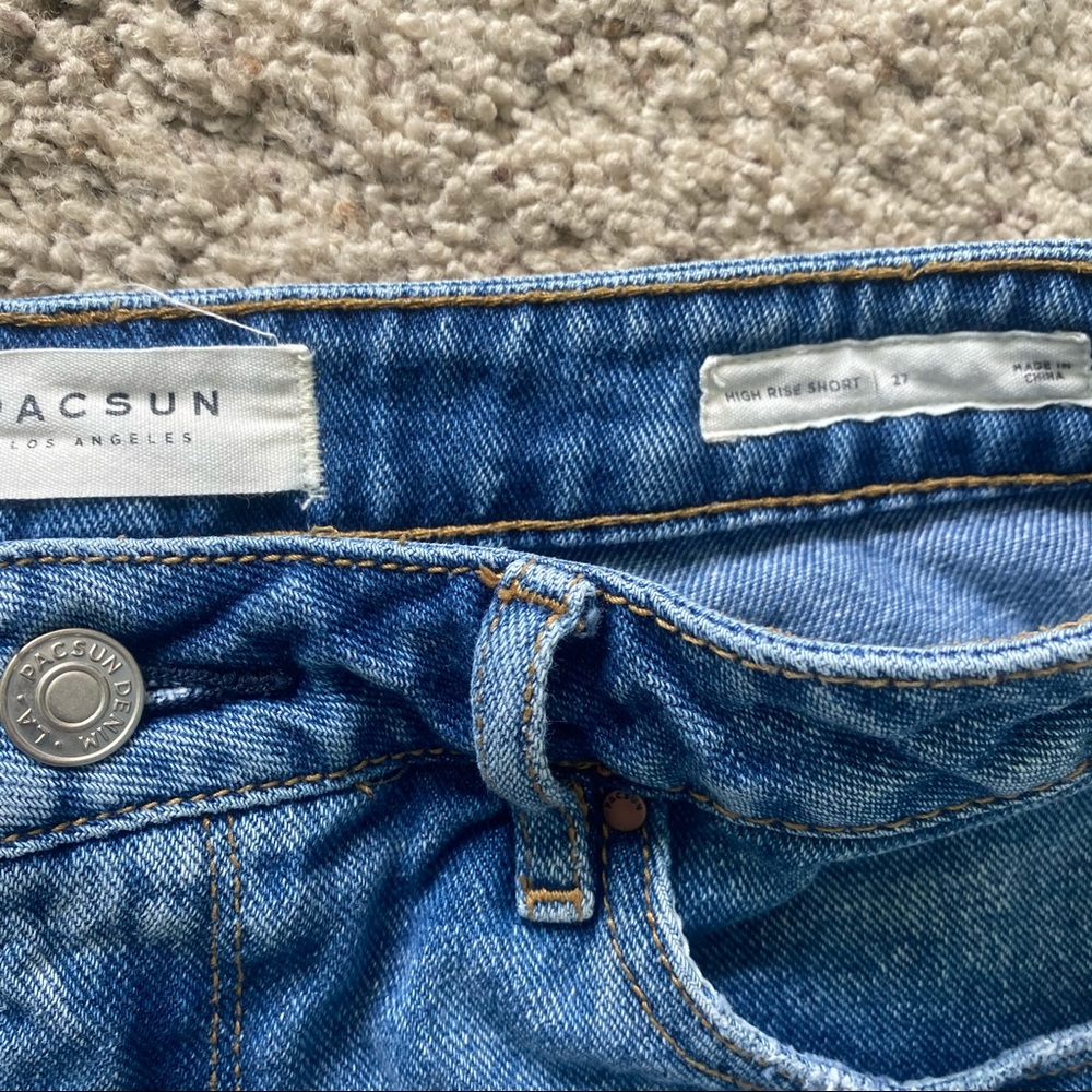 PacSun High Rise Rough Hem Jean Shorts - Picture 2 of 4